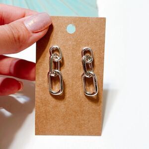 Silver link chain drop earrings #205